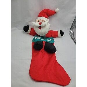 Vintage 1989 Fiesta Plush Santa Claus Puffalump Nylon  Christmas Stocking 22"